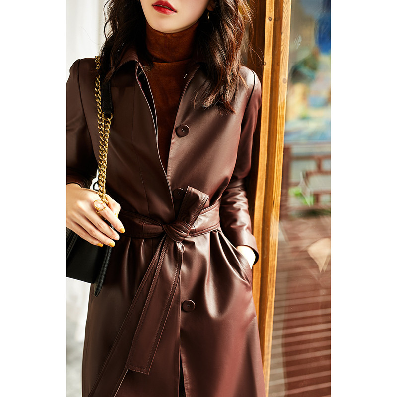 Trench Coat Formal - Женское кожаное пальто большого размера на