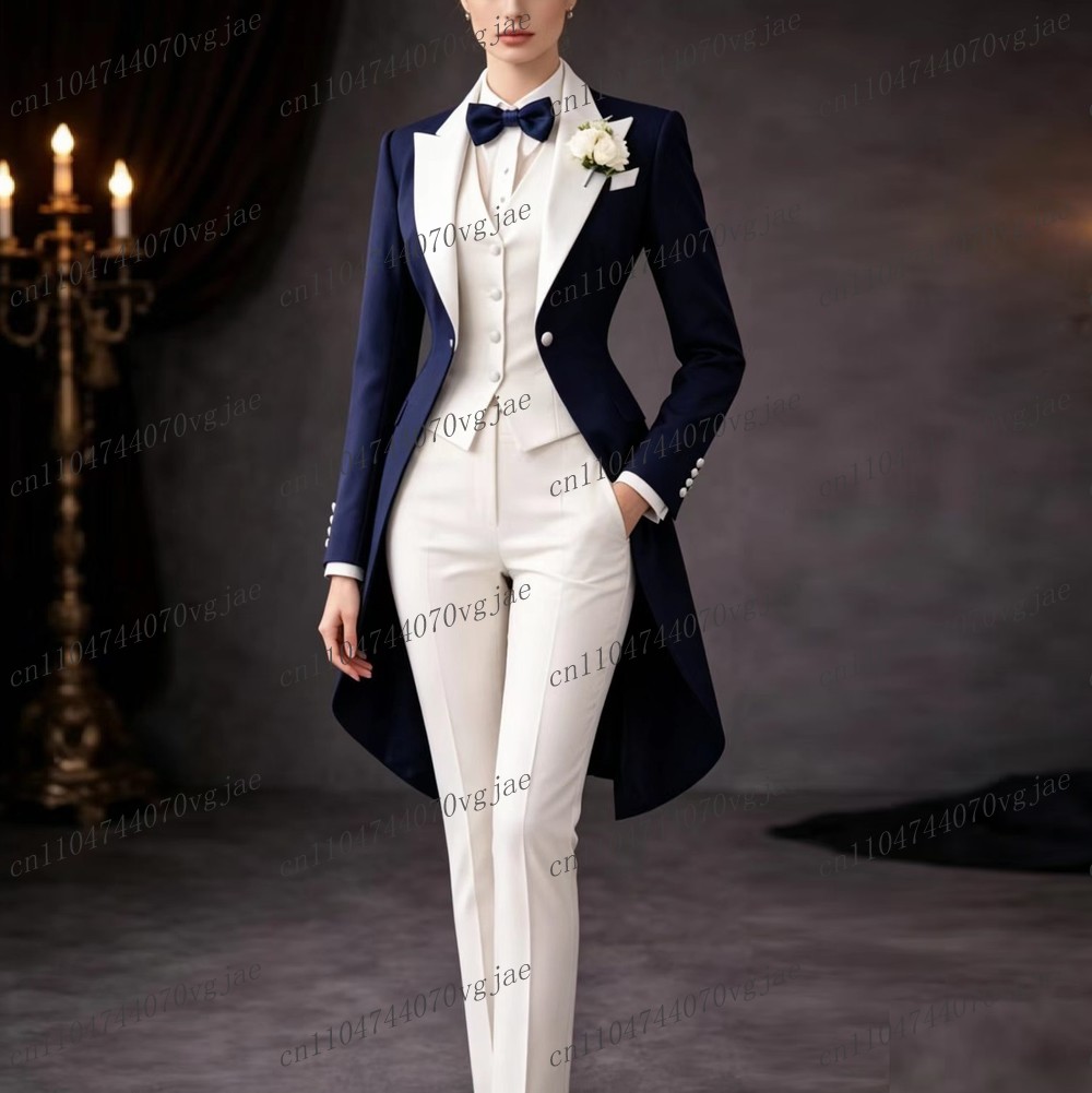 Women'S Formal Wear Pants - Темно-синий и белый длинный женский костюм