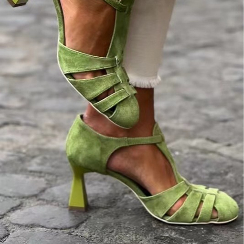 Women Formal Wear For Summer - Женские зеленые замшевые туфли-лодочки на каблуке-рюмочке