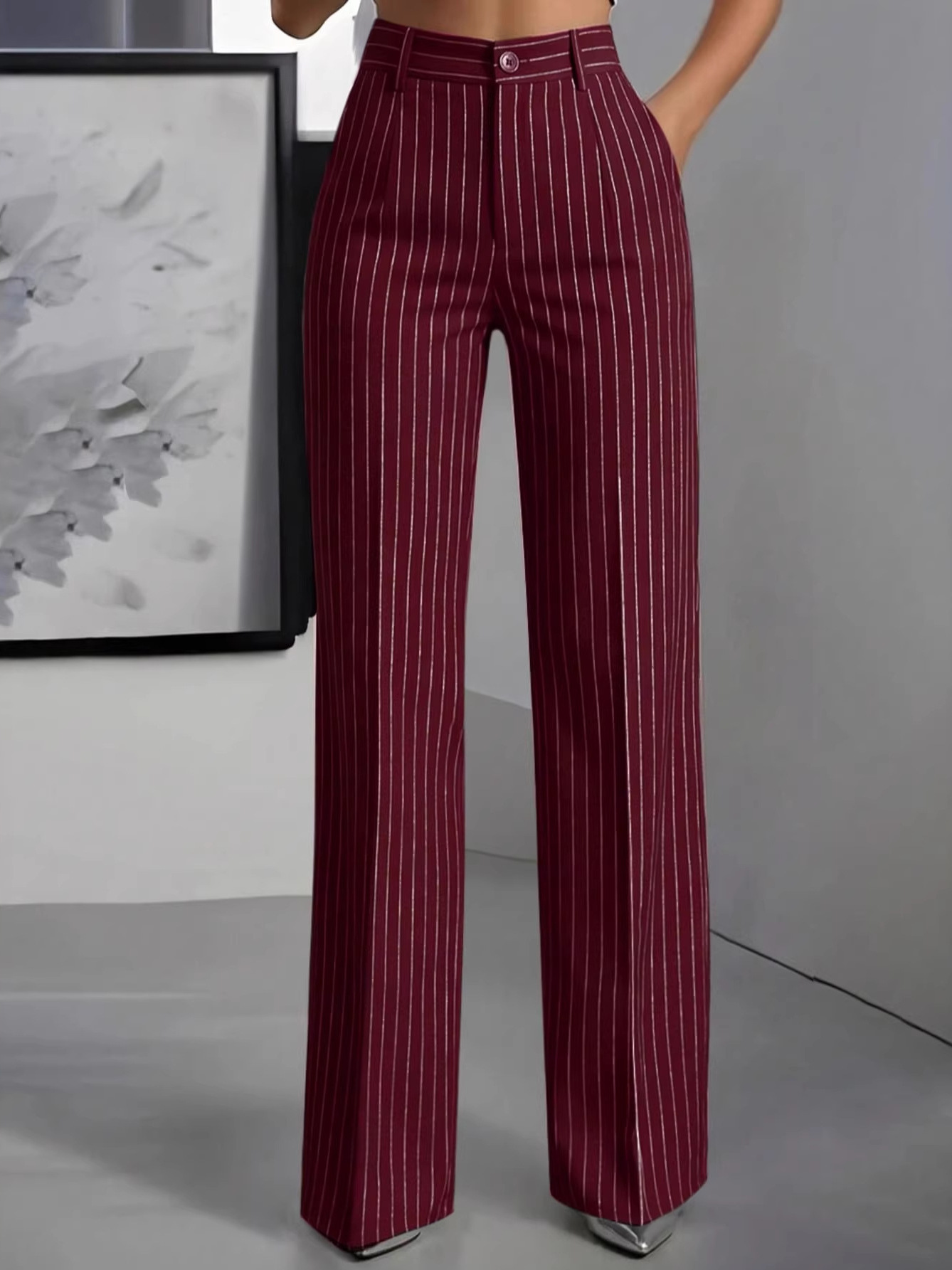 Women'S Formal Wear Pants - Элегантные брюки с высокой талией и