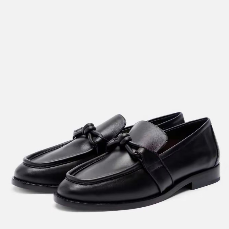 Women Formal Wear Shoes - Женские кожаные лоферы с узлом, без