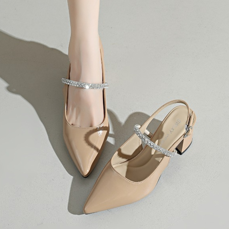 Women Formal Wear Shoes - Женские туфли-лодочки с квадратным носком, стразами