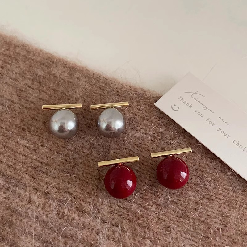 Pearl Earring Stud - Серьги из серебра 925 пробы с