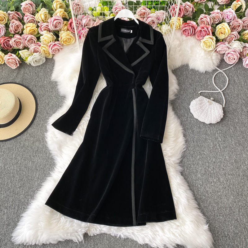 Женский черный бархатный пиджа – обзор и цена Trench Coat Formal